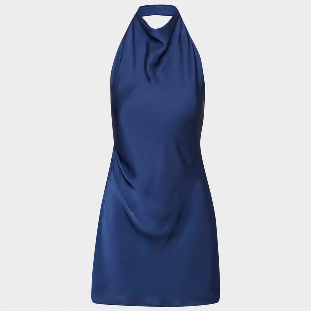 Aritzia Navy Halter Mini Dress